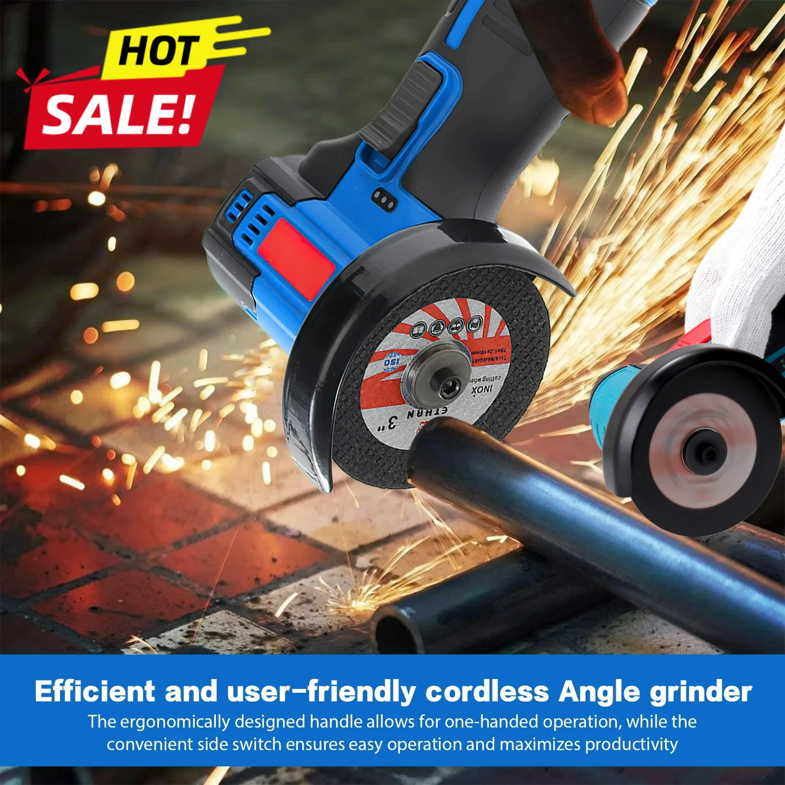 

Advanced 12V Lithium Ion Mini Angle Grinder Portable Handheld Grinding Polishing Machine for Household Metal Wood Cutting