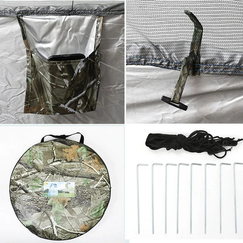 Imagem -04 - Camuflagem Ice Fishing Tent para Pessoa Anti-mosquito à Prova de Chuva Protetor Solar Portas Duplas Janelas Pop up Quick Open 150*150*190cm