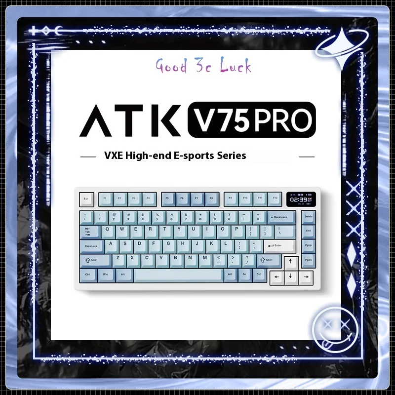 Atk Vxe V75 Pro Mechanical Keyboard Customized Aluminum Alloy Top Cover Bluetooth Wireless 75% With Hot Plug Pads Game Keyboard