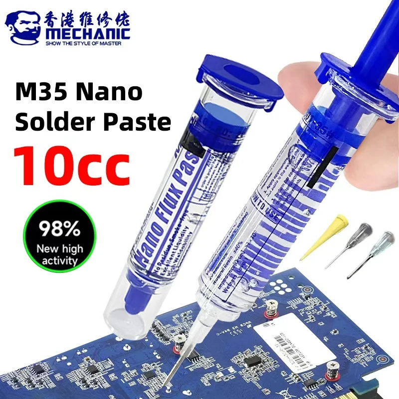 Pasta de flujo MECHANIC M35 nano para reparación de chips de teléfonos móviles y placas base, herramientas de soldadura de alto rendimiento