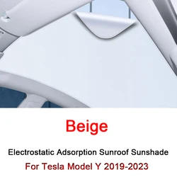 For Tesla Model Y 2019-2023 Electrostatic Adsorption Car Roof Sunshade Skylight Blind Shading Windshield Sunroof Cover Accessory