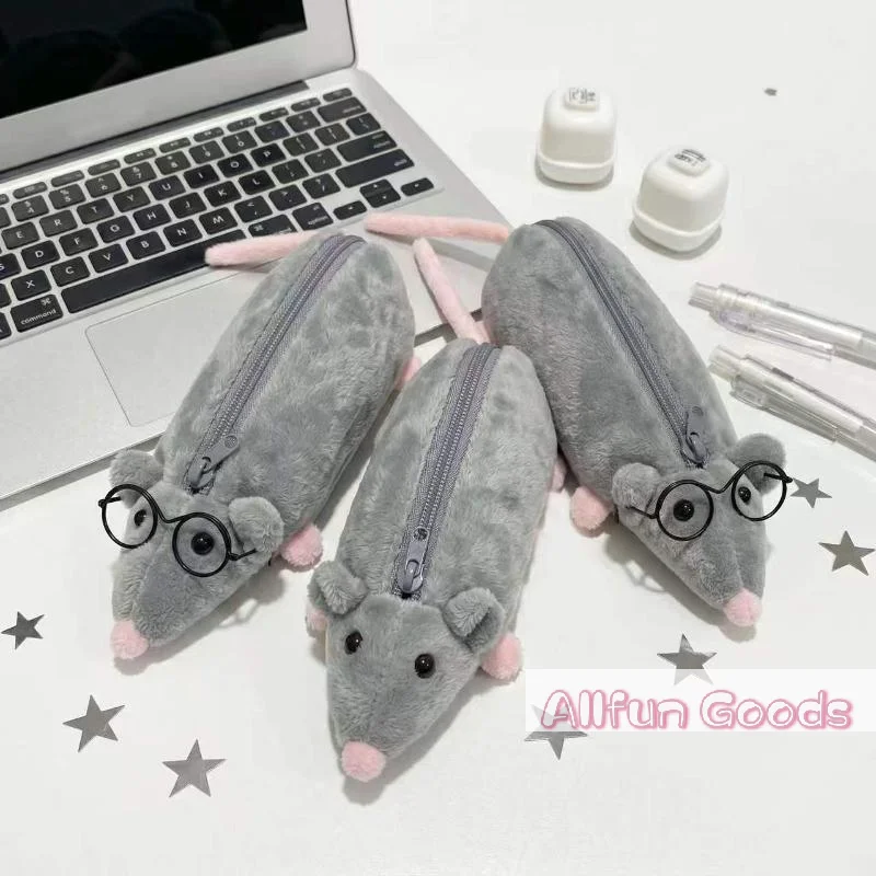 1Pc selling Cute Octopus Mouse Pencil Case, Mouse-shaped Pencil Case, Plush Toy Student Stationery Organizer For Girls, Niche