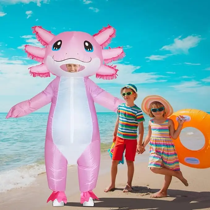 

Летние пасхальные Розовые надувные костюмы Axolotl для косплея, розовые Ajolote надувные костюмы для взрослых на Хэллоуин, одежда с принтом пальмового воскресенья