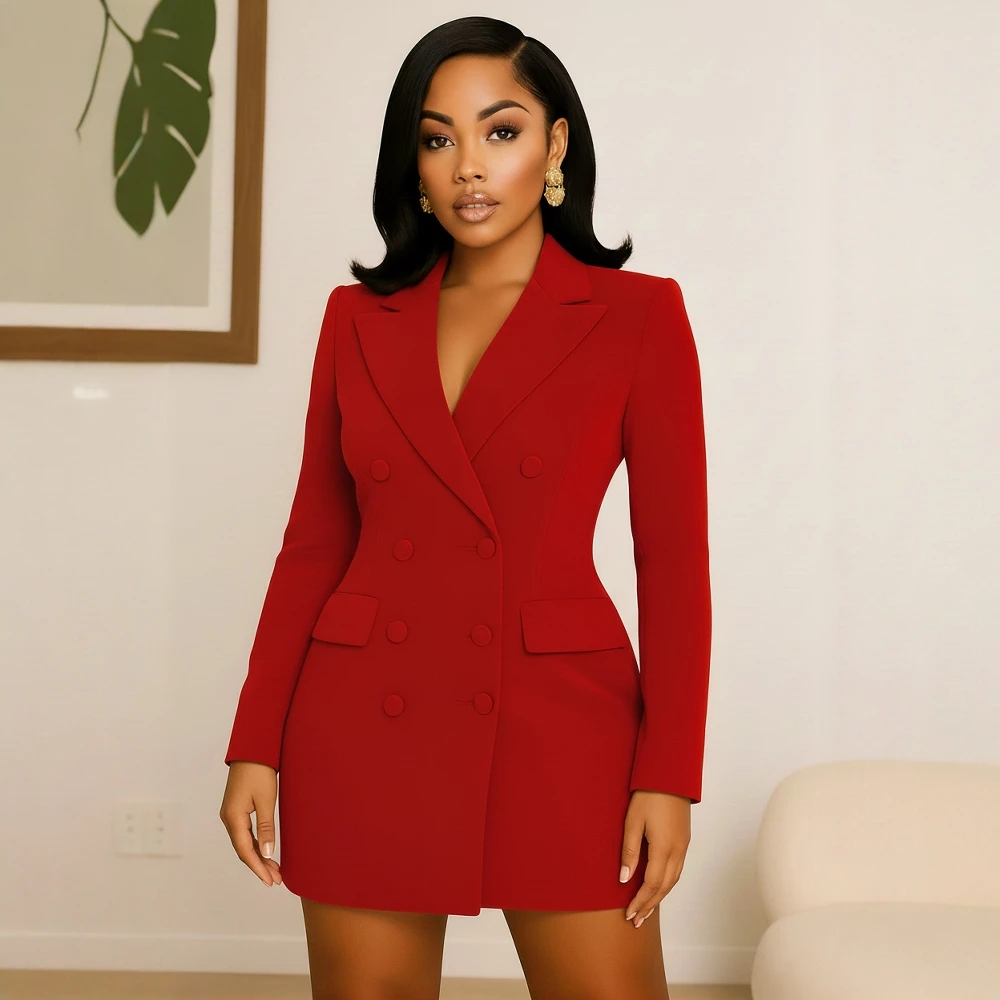 

Осенне-зимний костюм прямого кроя с длинными рукавами, повседневный приталенный женский топ, модный деловой повседневный стиль, без украшения