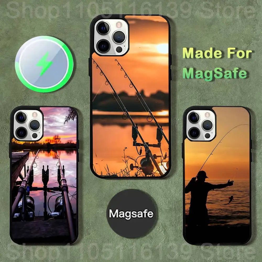 

Carp Fish Fishing rod coque Phone Case iPhone 17,16,15,14,13,12,11,Pro,Max,Plus,Mini,SE4,E Magnetic Magsafe Wireless Charging