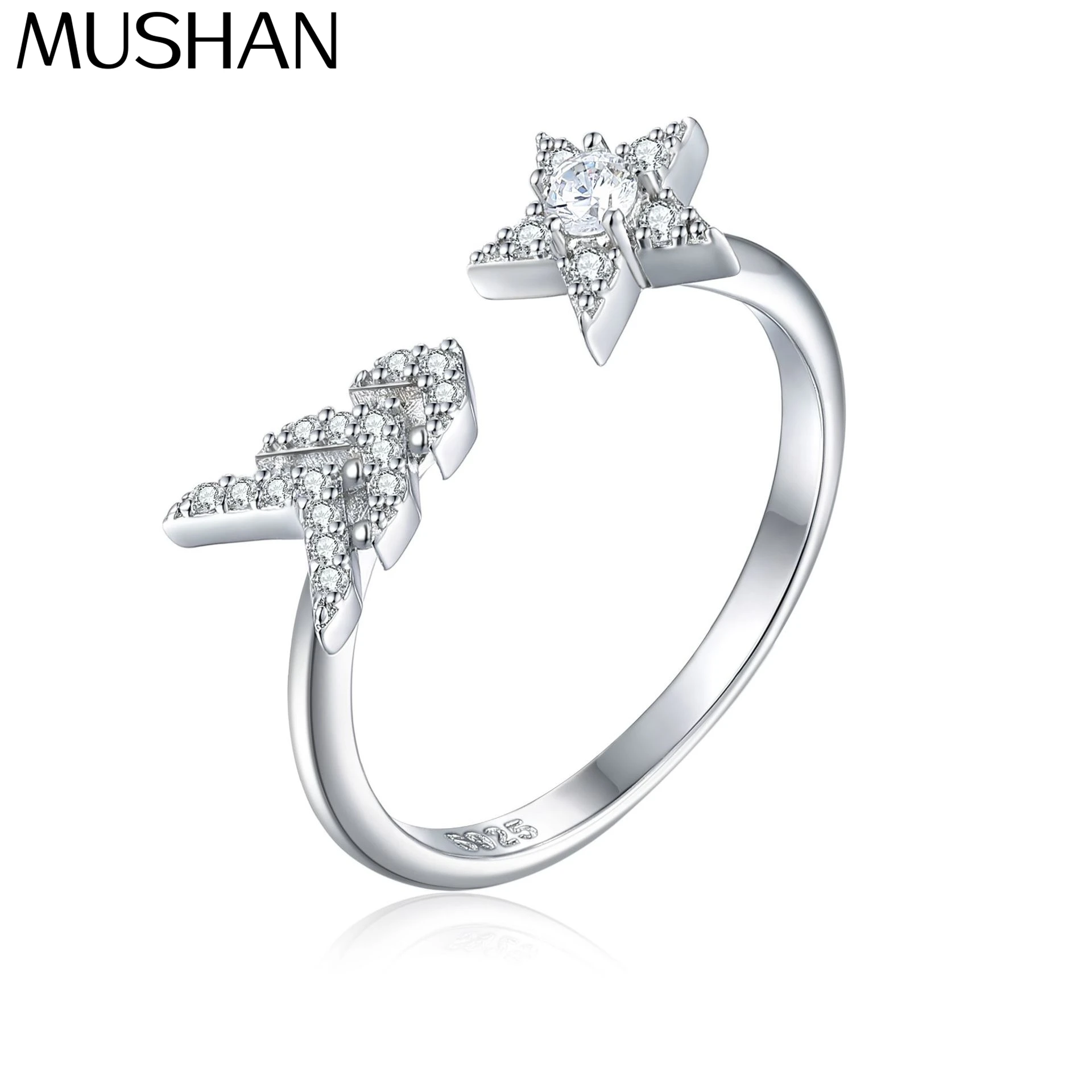 

MuShan Jewelry 925 Sterling Silver Ring Wedding Band High Carbon Diamond Mother Day Gift Fine Jewelry Women Rings Fine Jewelry