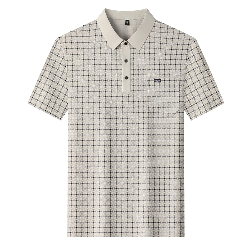 Herren Kurzarm-Poloshirts mit Diamant-Jacquardmuster, klassische Passform, lässige Oberteile, weiche, bequeme, modische Hemden für Männer – Detail 22