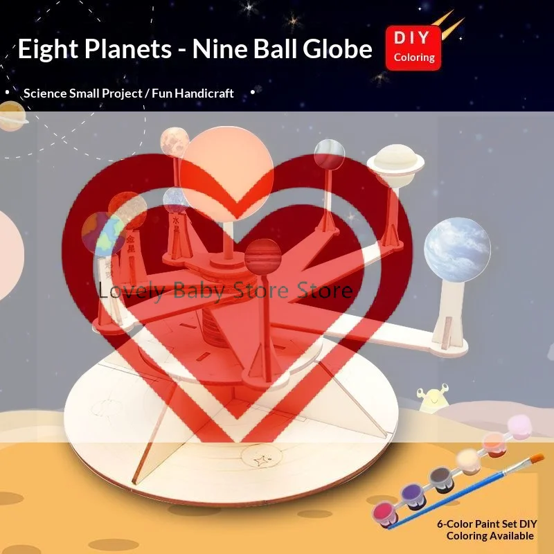 【BS】Wooden DIY Solar System Model Kit With Paint Set Perfect For Kids Science School Craft Activities