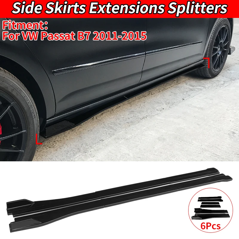 For VW Passat B7 2011-2015 Extension Splitters Body Apron Lip Splitter Winglet Carbon Fiber Look Car Side Skirt Accessories ABS