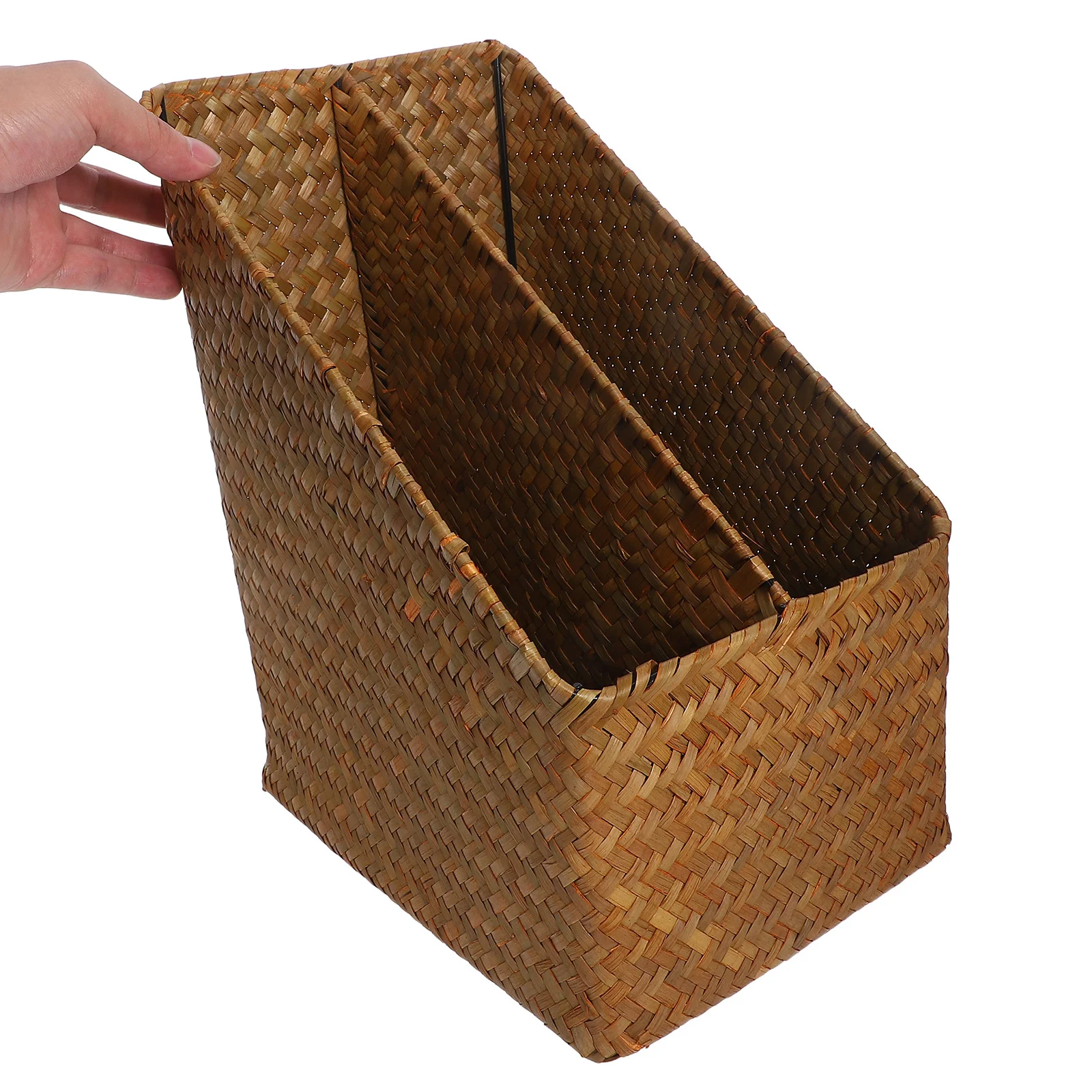

Desktop File Organizer Basket Double Compartment Rustic Style Storage Bin For Office Home School Craft Room Paper Organizer