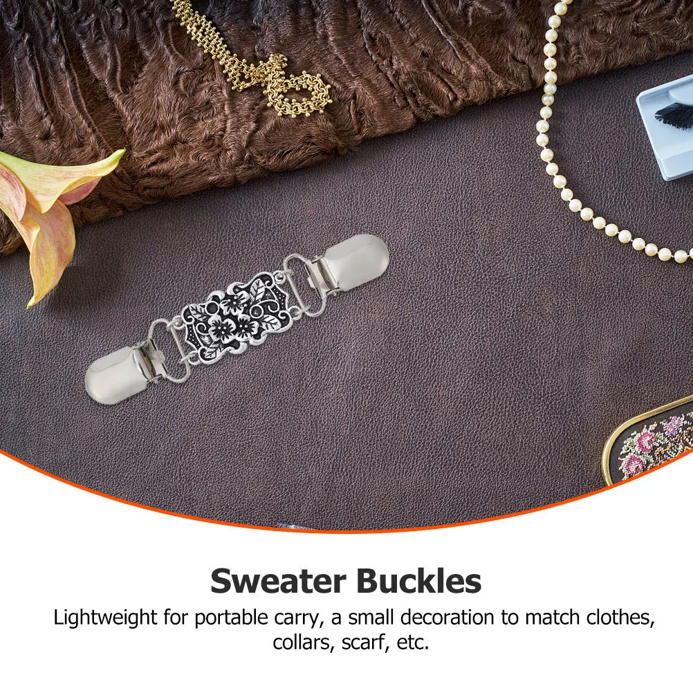 

2Pcs Retro Cardigan Clips Vintage Scarf Buckle Metal Dressing Buckle Eye Catching Crowd Attractive Clip Off Easy