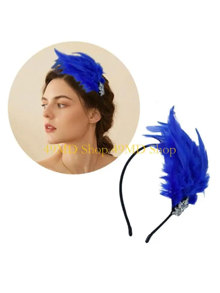 

49MD карнавальный реквизит, повязка на голову, повязка на голову для коктейлей, повязка для волос с перьями, реквизит для Марди