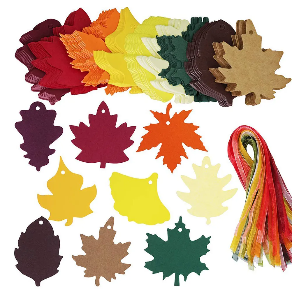 

Maple Leaf Kraft Paper Tags Set for Thanksgiving Gift Decor Durable Message Post Fine Workmanship Christmas Holiday Card
