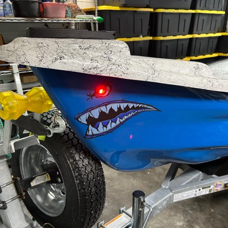 Shark Mouth Eyes Vinyl Decal Waterproof Sticker For Kayak Boat Car Body DIY Decor view 3