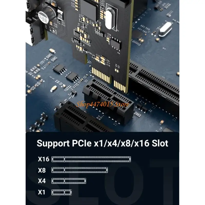 K1AA 4 Port USB PCI-e Expansion Card PCI-Express USB Hub Adapter 5Gbps Riser Extender Card with 15Pin Connector
