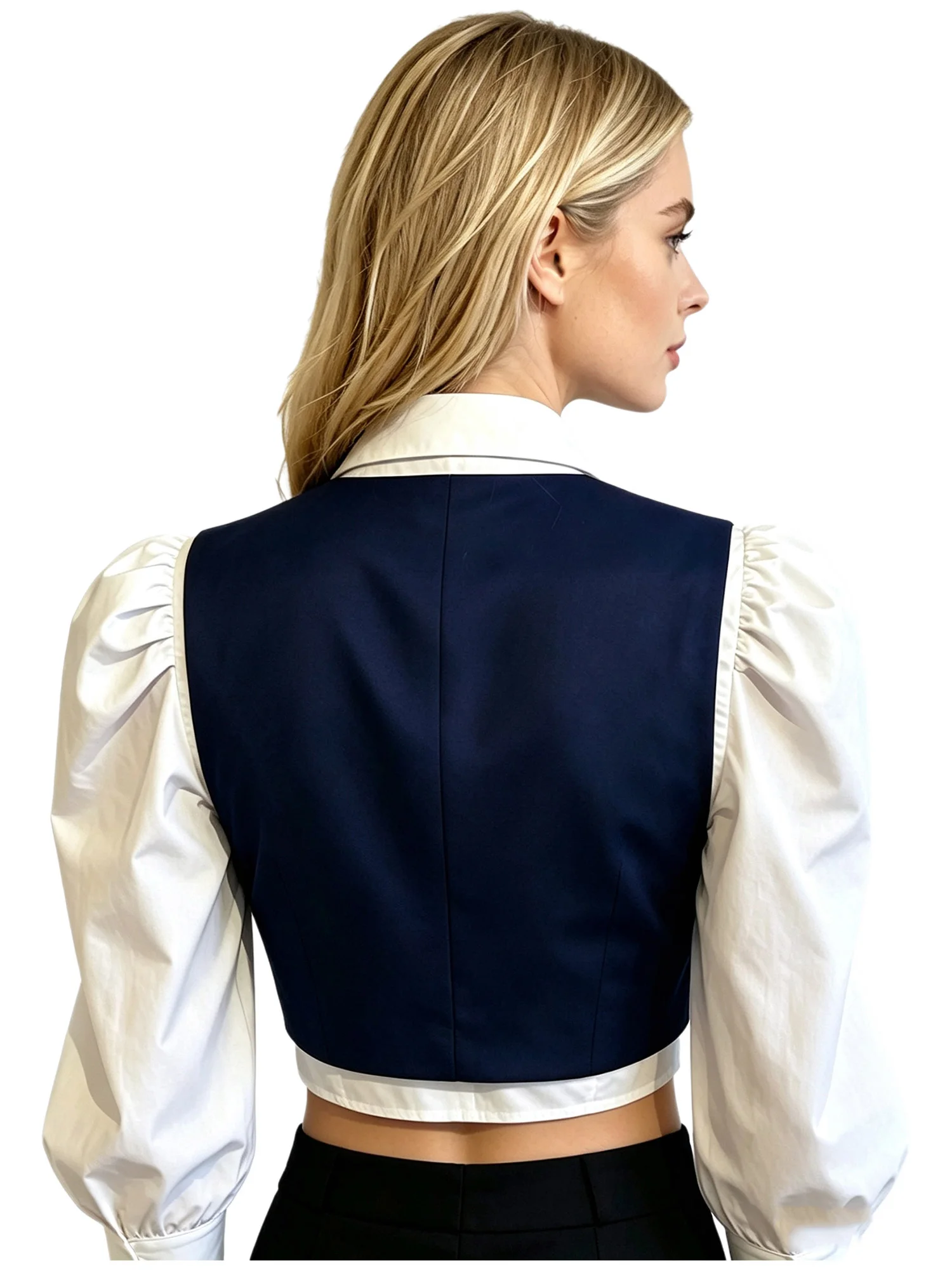 Asymmetrical Hem Waistcoat Women Button Front Sleeveless Vest Tops for Office Business Stage Performance Halloween Party