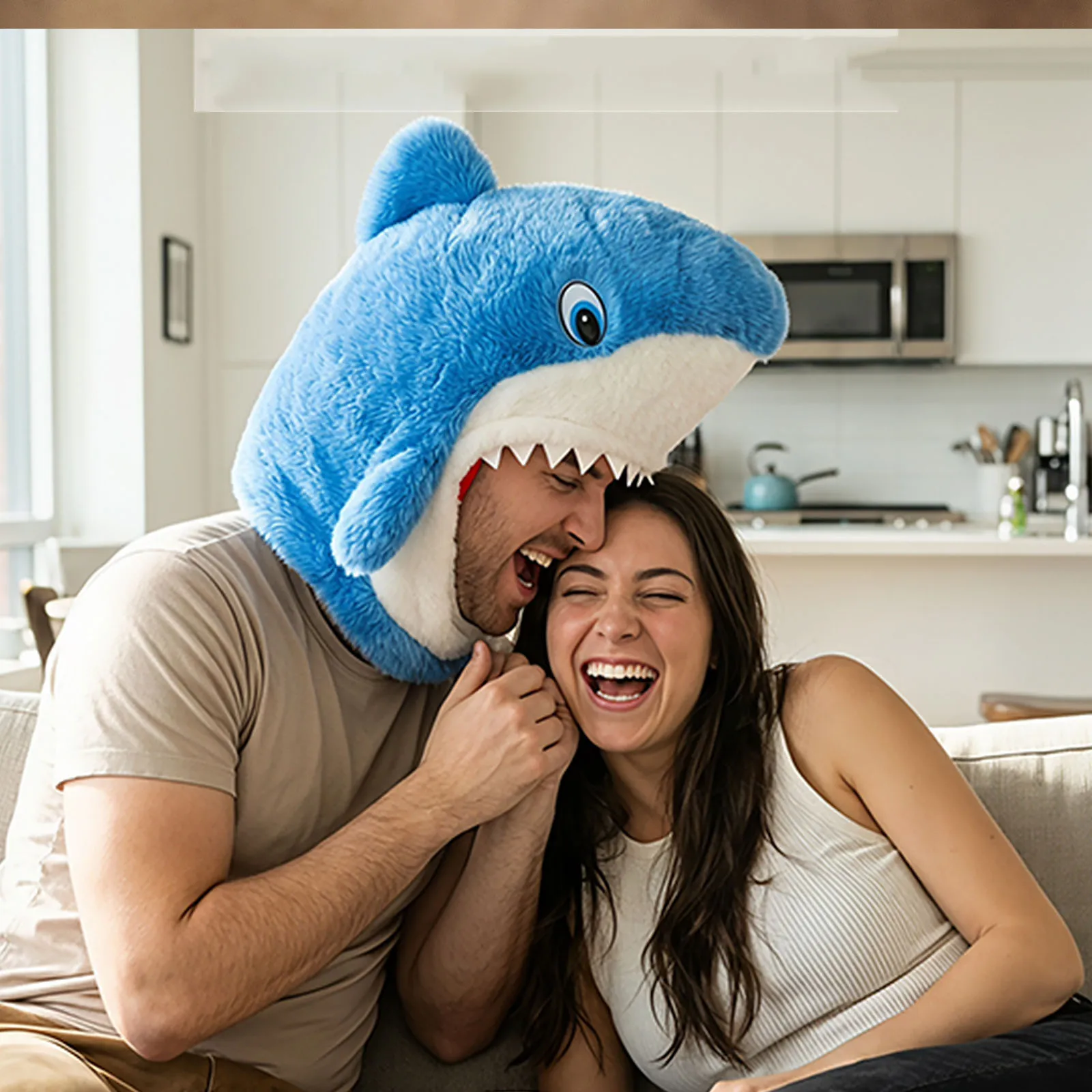 Cartoon and funny shark plush toy headgear, dance party performance props, internet celebrity photo props