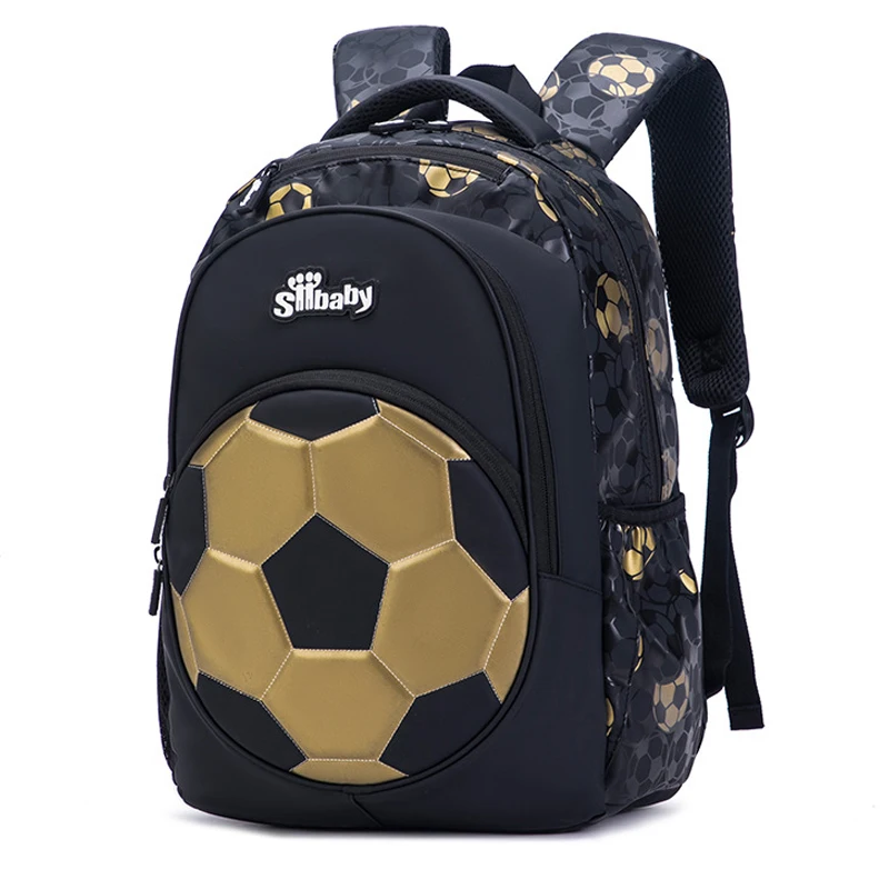 Novo 3d bonito saco de escola ortopédico para meninos dos desenhos animados mochila de futebol crianças alta capacidade à prova dwaterproof água 1-3