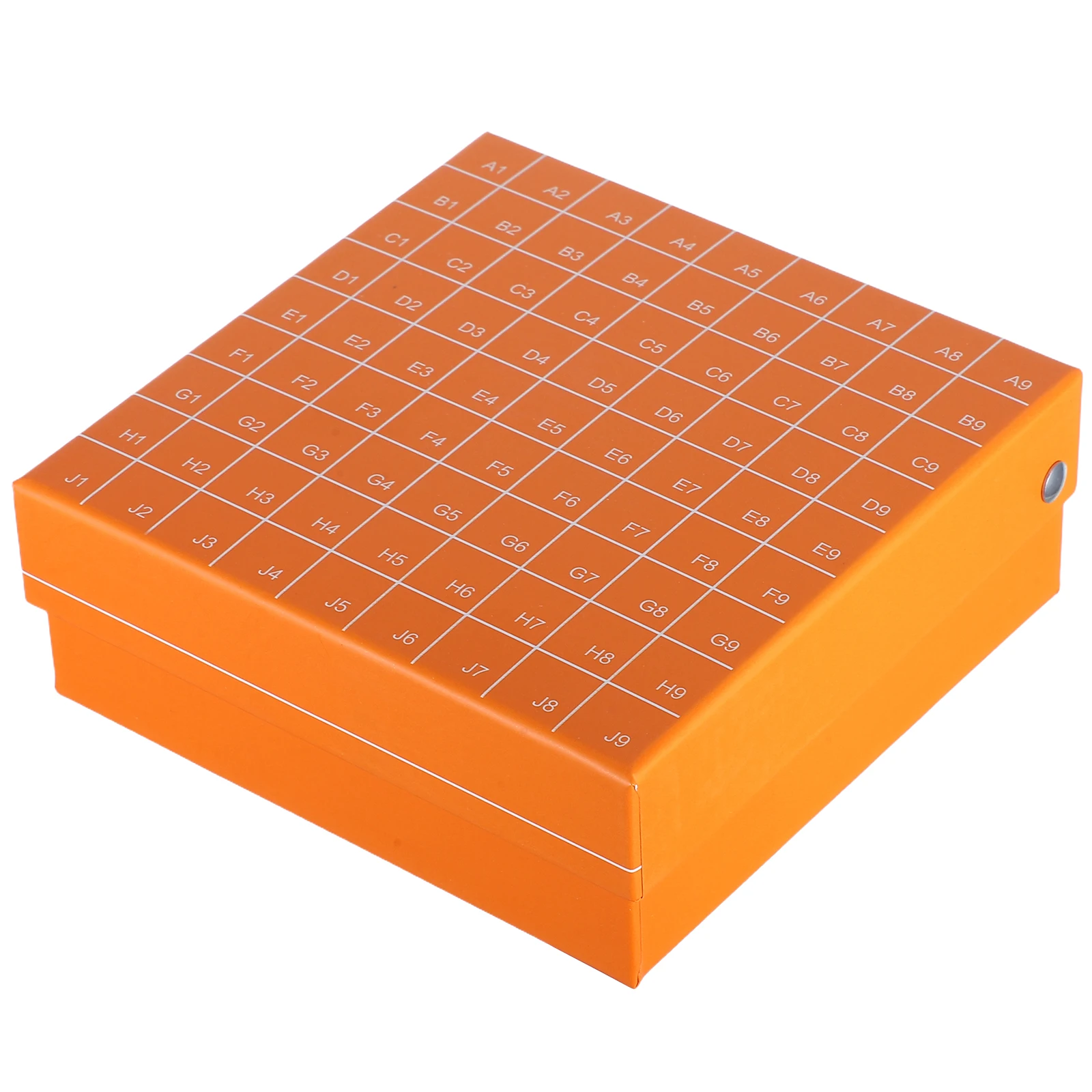 

81 Cells Test Tube Freezer Boxes Microcentrifuge Container Lab Sample Holder Orange PP Material High Capacity Flip Top Design