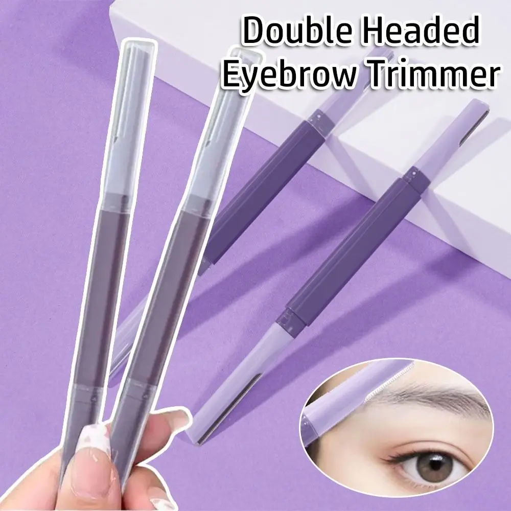 1/2 pezzi durevole trimmer per sopracciglia a doppia testa micro-focus con rete protettiva rasoio per sopracciglia kit di strumenti per trucco rasoio per il viso