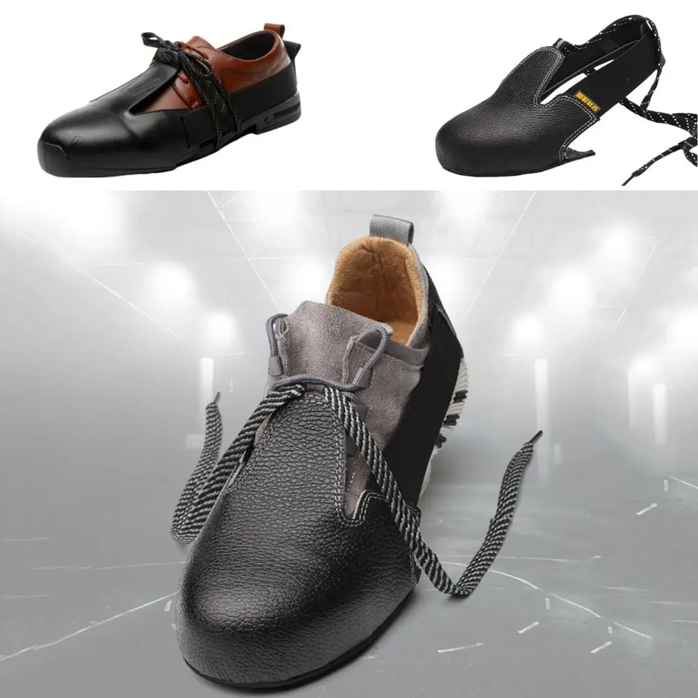 Многоцелевые противоскользящие чехлы для обуви со стальным носком, универсальные нескользящие чехлы с носком, черные защитные ботинки из воловьей кожи унисекс