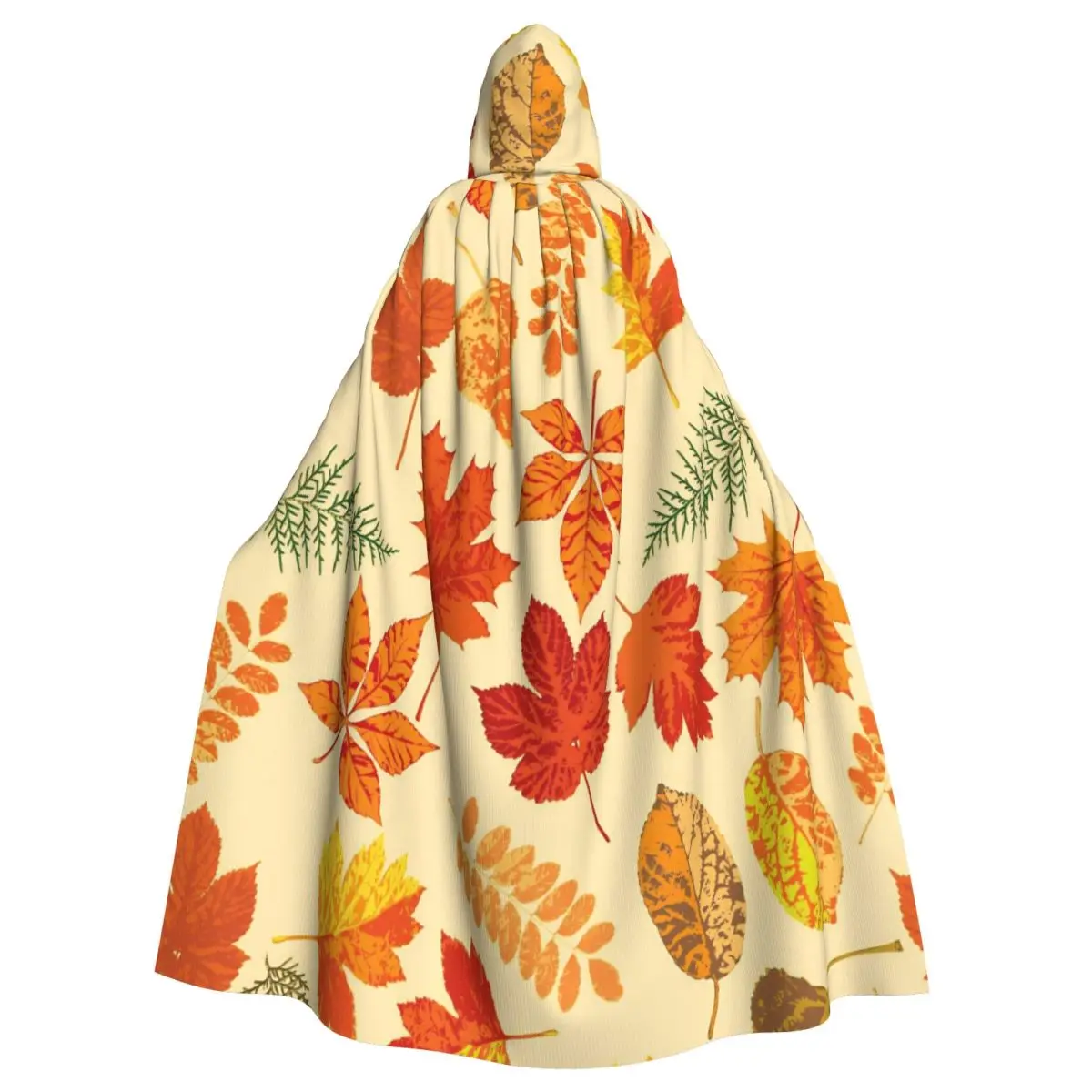 Maple Fallen Leaves Hooded Cloak Colorful Aldult Cape Funny Costume Party Accessory