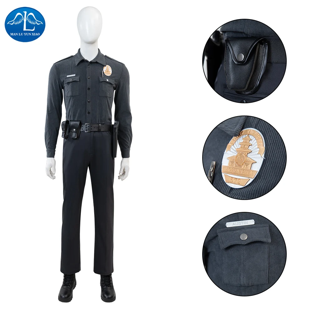 لعبة مورتال كومبات 1 دور T 1000 أزياء تنكرية للرجال بدلة سوداء مصنوعة يدويًا أزياء الهالوين للرجال