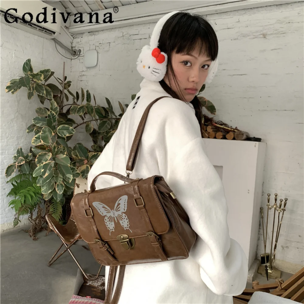 Japanese Campus Butterfly Y2k Handbag Leisure JK College Backpack Schoolbag Commute Shoulder Women's Bags