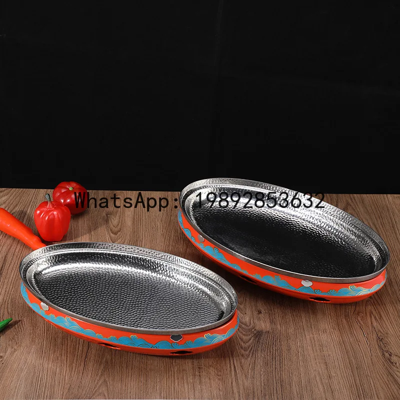 

PYJ Multifunctional Stainless Steel Alcohol Fish Grill Oval Dry Pot Household Alcohol Stove