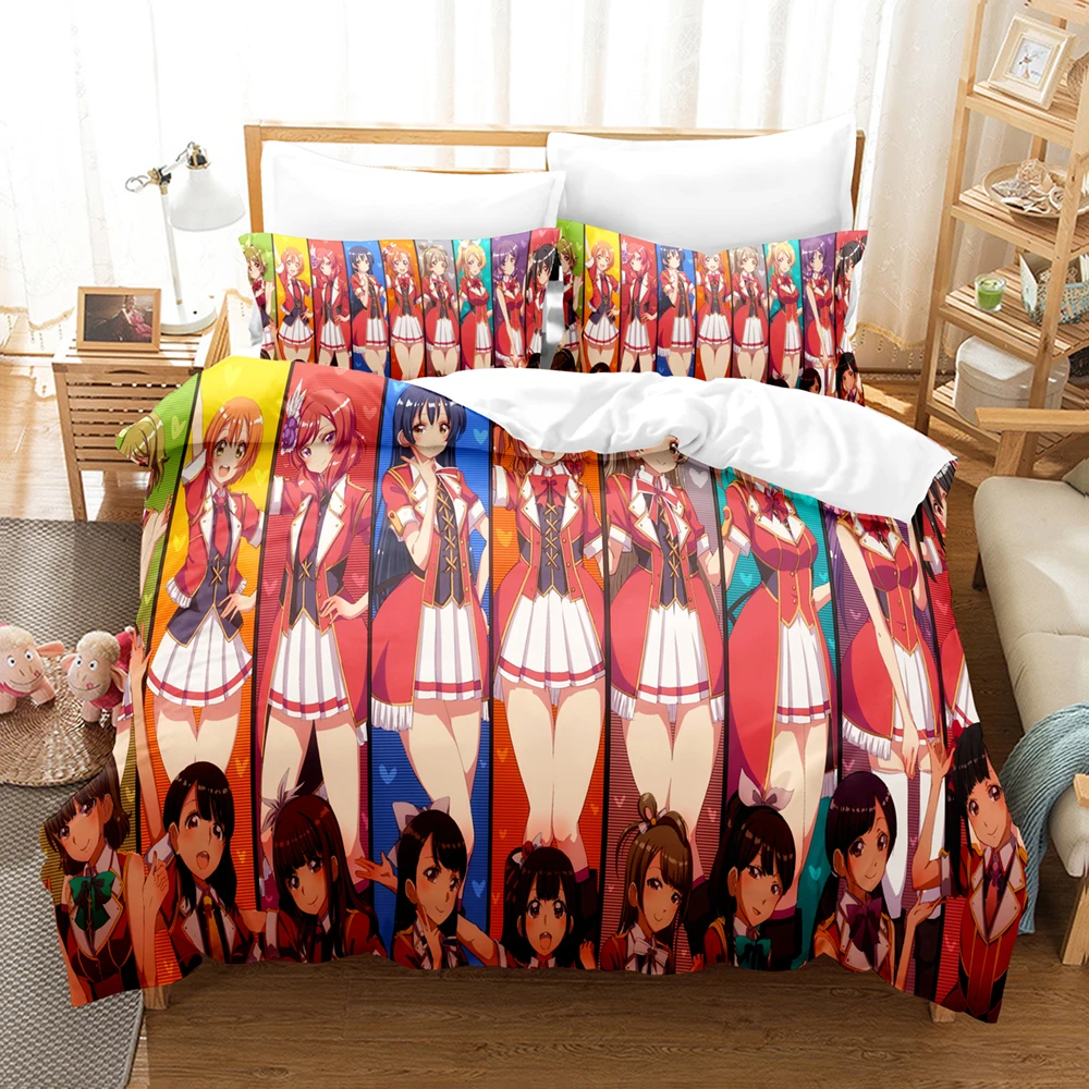 

3D Anime Love Live College Idol Festival Bedding Sets Duvet Cover Set With Pillowcase Twin Full Queen King Bedclothes Bed Linen