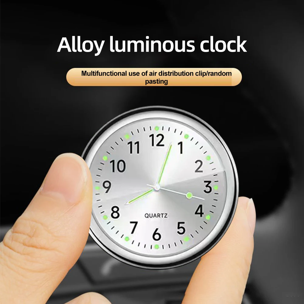 

40mm Mini Car Clock Luminous Auto Stick-On Digital Watch Mechanics Quartz Motorcycle Clocks Auto Ornament Car Accessories