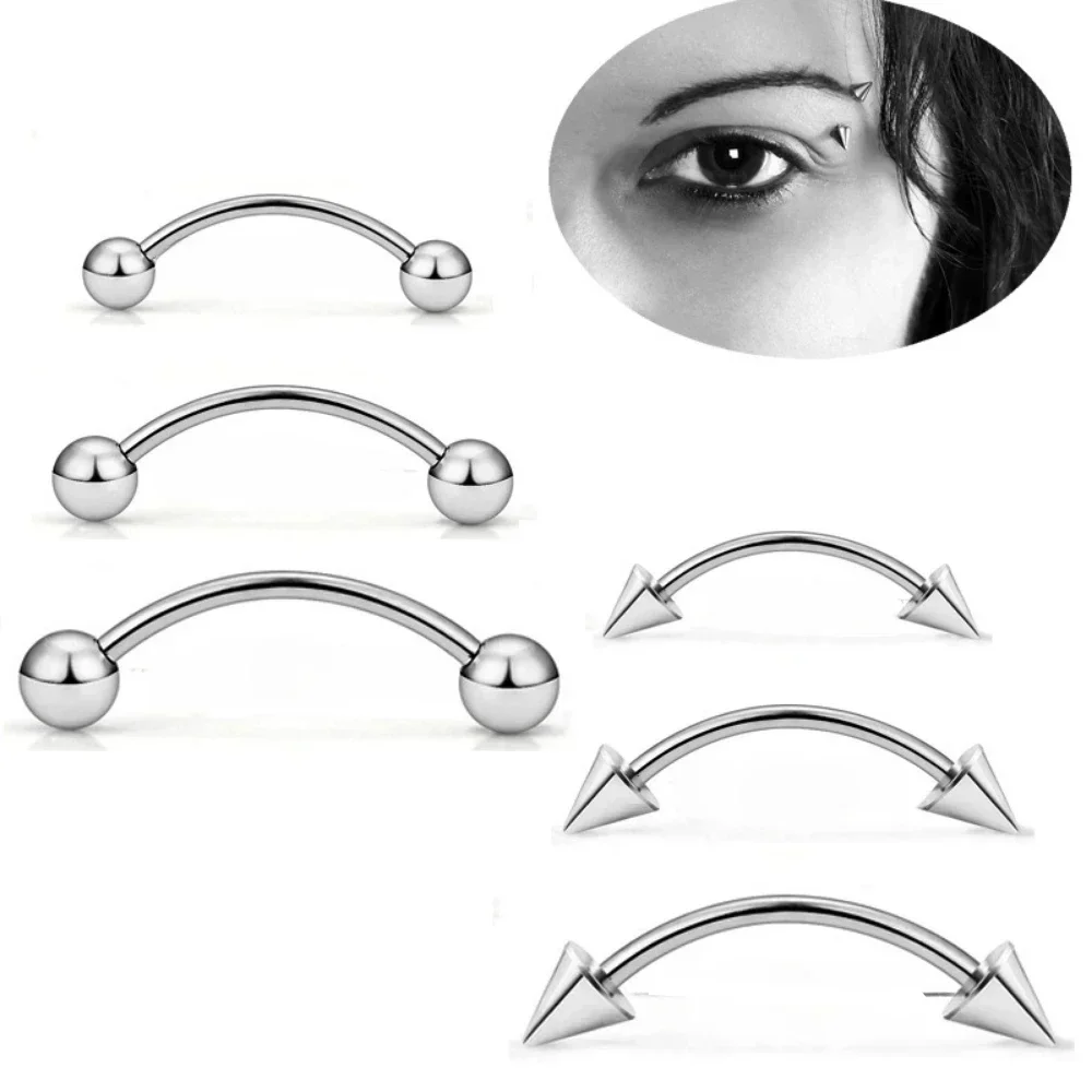 Bulk Multi Size 16G 1.2mm Steel Curved Barbell Eyebrow Piercing 6-14mm Bar 3mm Ball Ear Piercing