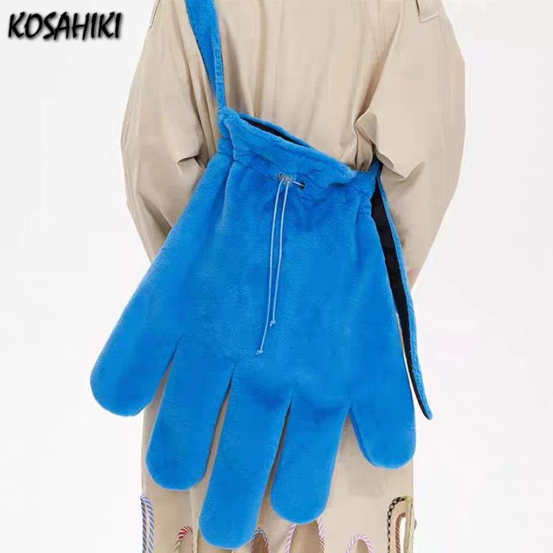 

Personality High-capacity Y2k Aesthetic Women's Handbags Grunge All Match Solid Shoulder Bag Casual Fluffy Solid Crossbody Bags