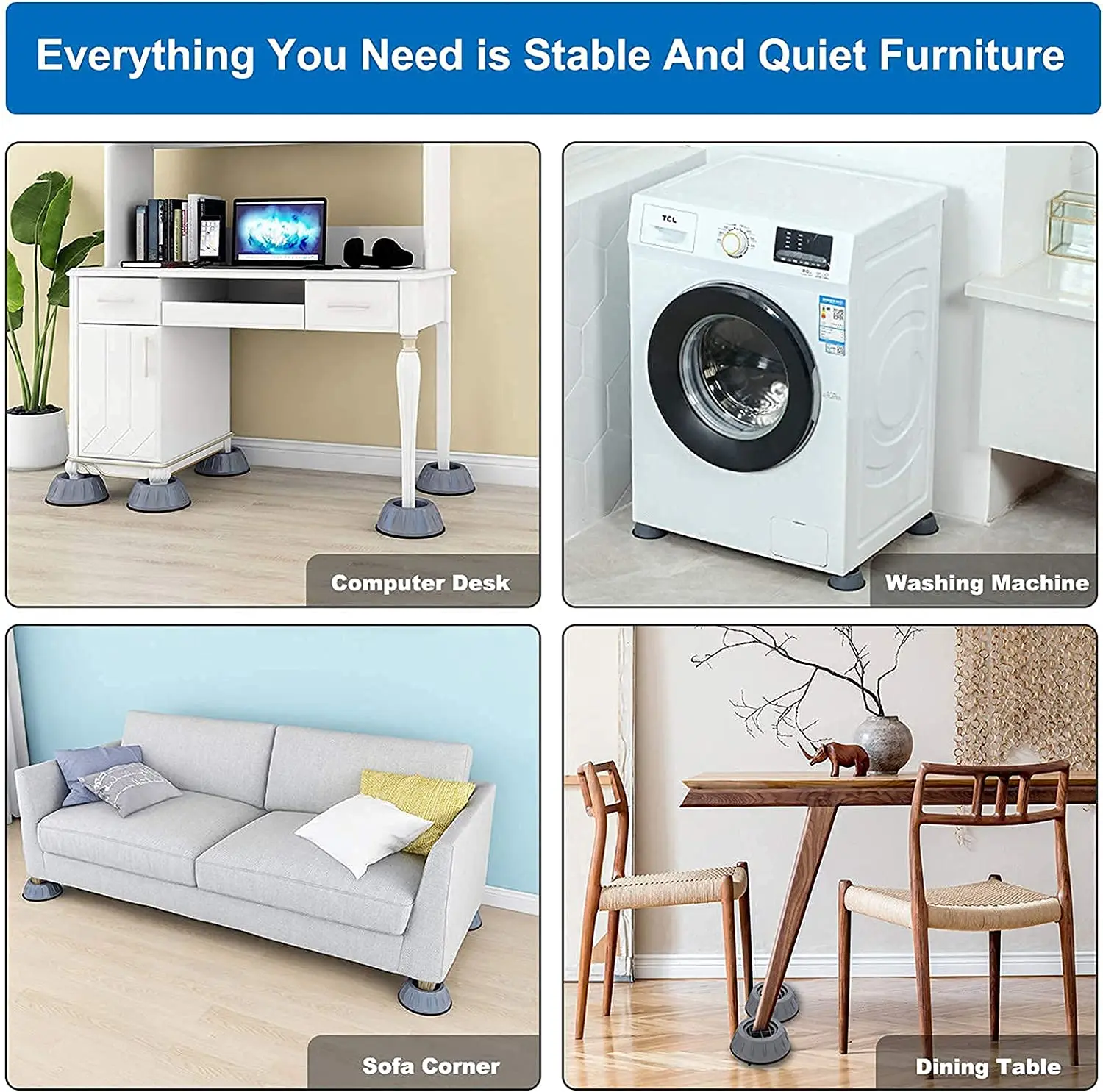 1/2/4 قطعة منصات قدم مكافحة الاهتزاز أرجل مطاطية Slipstop الصامت زلق رفع حصيرة غسالة دعم المخمدات حامل الأثاث #6