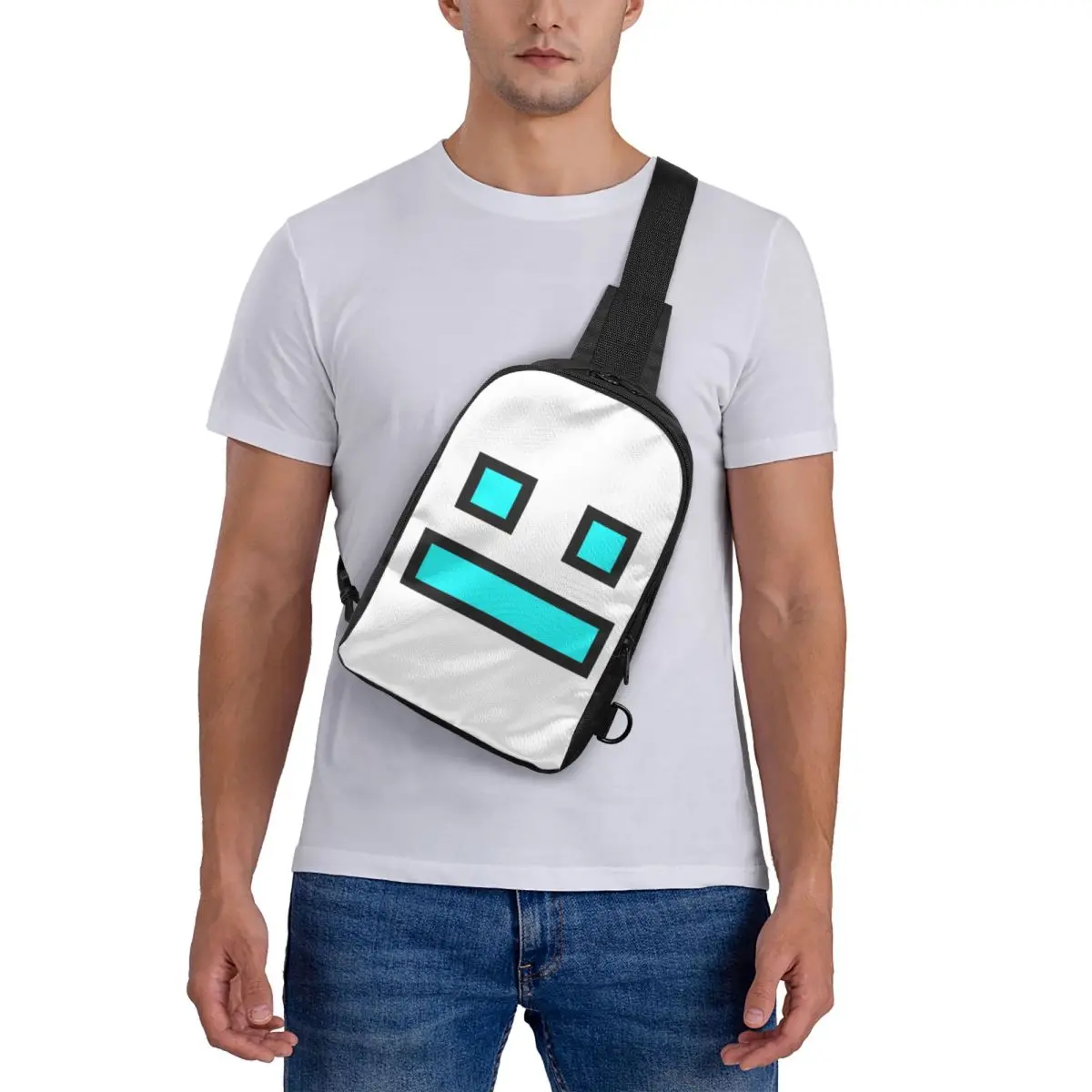 

Video Game Geometry Dash Chest Bag Crossbody Backpack Sling Shoulder Bag For Men Travel Hiking Daypack
