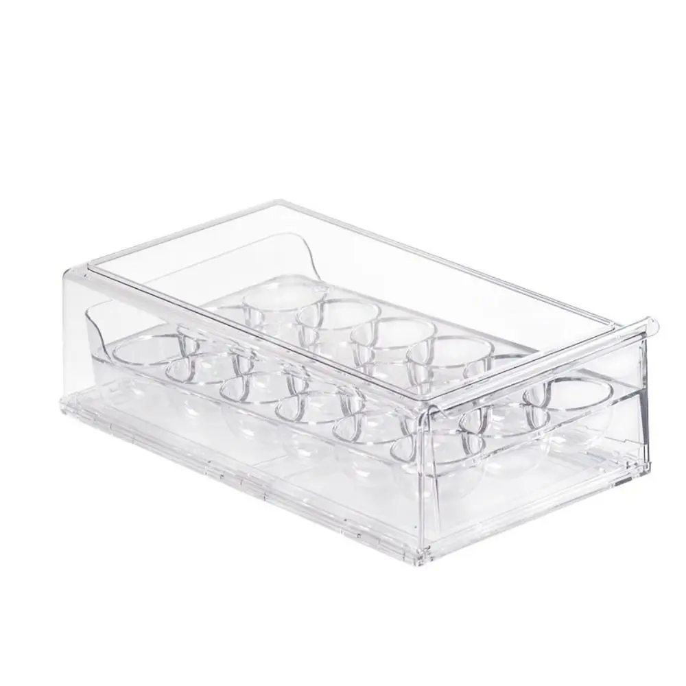 

Stackable Food-Grade Egg Box Drawer-type Fresh-keeping Box Egg Organizer 12/18Grid Plastic Egg Holder Fridge