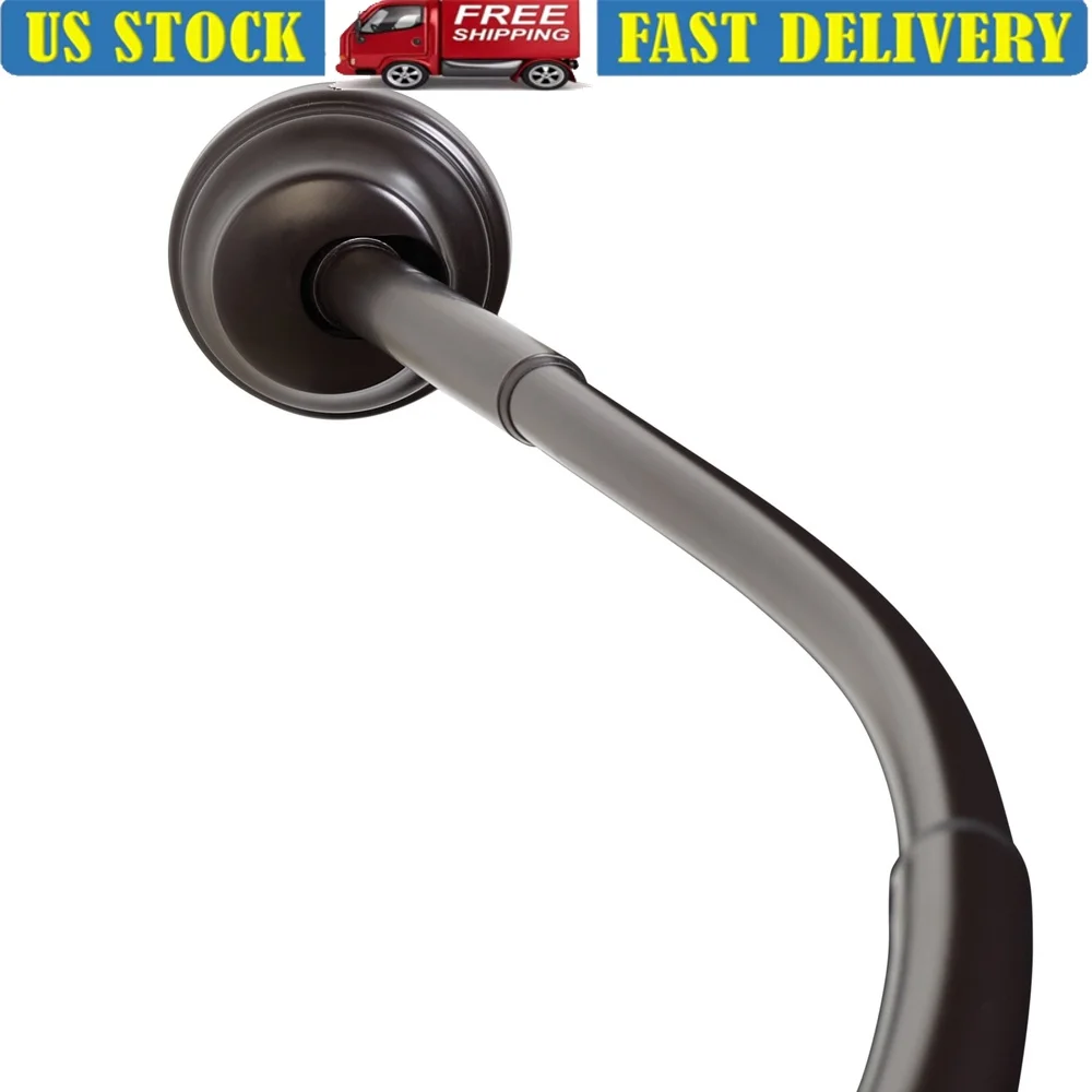 

Нержавеющий изогнутый душевой стержень, прочный алюминиевый двойной монтаж, установка без инструментов, без дрели, регулируемое натяжение, душевая стойка от 32 до 40 дюймов