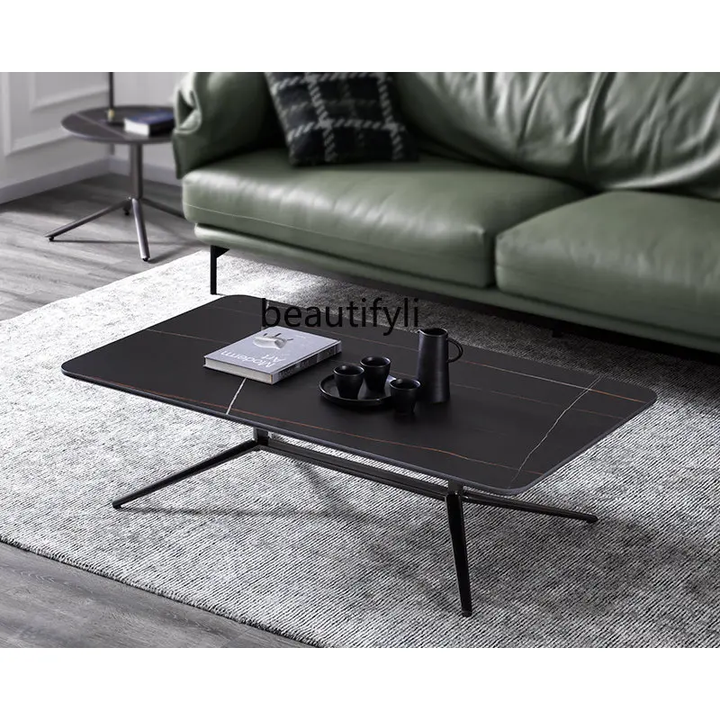 

yj Stone Plate Coffee Table Light Luxury Rectangular Minimalist Italian Modern Minimalist Nordic Tea Table Combination