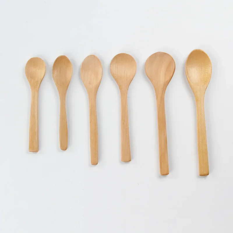 500Pcs/Lot 13/15/17cm Mini Wooden Spoon Kitchen Cooking Teaspoon Condiment Utensil Coffee Spoon Kids Ice Cream Tableware LZ1491