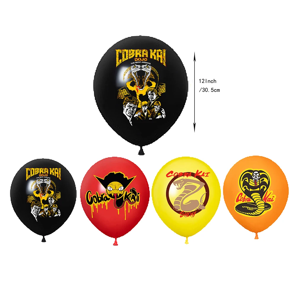 Cobra Kai Theme Birthday Party Balloon Banner The Karate Kid Saga Continues Background Cake Topper Decoration Supplies Boys Gift