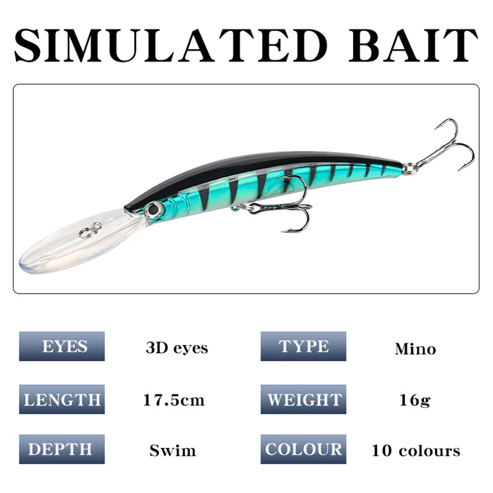 1PCS Bionic Minnow Fishing Lure Bass Trolling Artificial Hard Bait 17.5cm 16g Crankbait Wobblers 3D Eyes for Fishing Carp Pesca