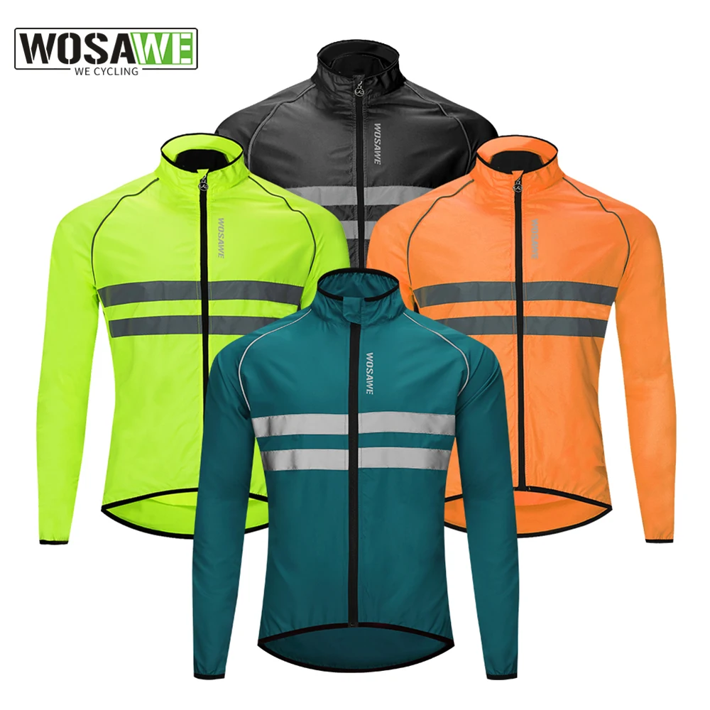 WOSAWE Lightweight Cycling Windbreaker Men Windproof Reflective Jacket MTB Road Bicycle Jersey Running Riding Hiking Jackets