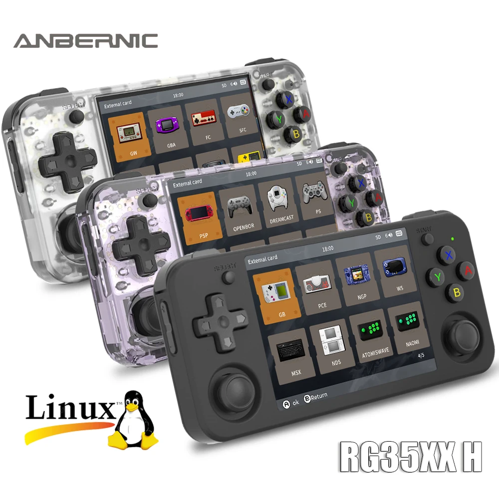 ANBERNIC RG35XX H Hand-held Consoles For Playing Video Games 3.5-inch IPS 640*480 Screen Retro Game Player 3300 mAh 5000+ Games