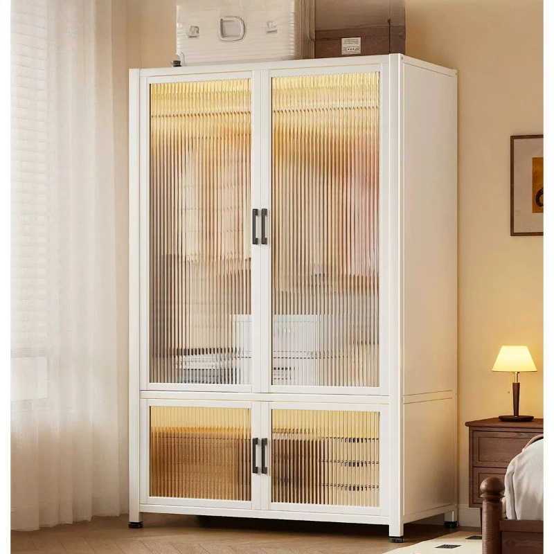 F*-Steel Reed Polycarbonate Sun Panel Wardrobe, Vertical Texture Closet, Moisture Proof Full