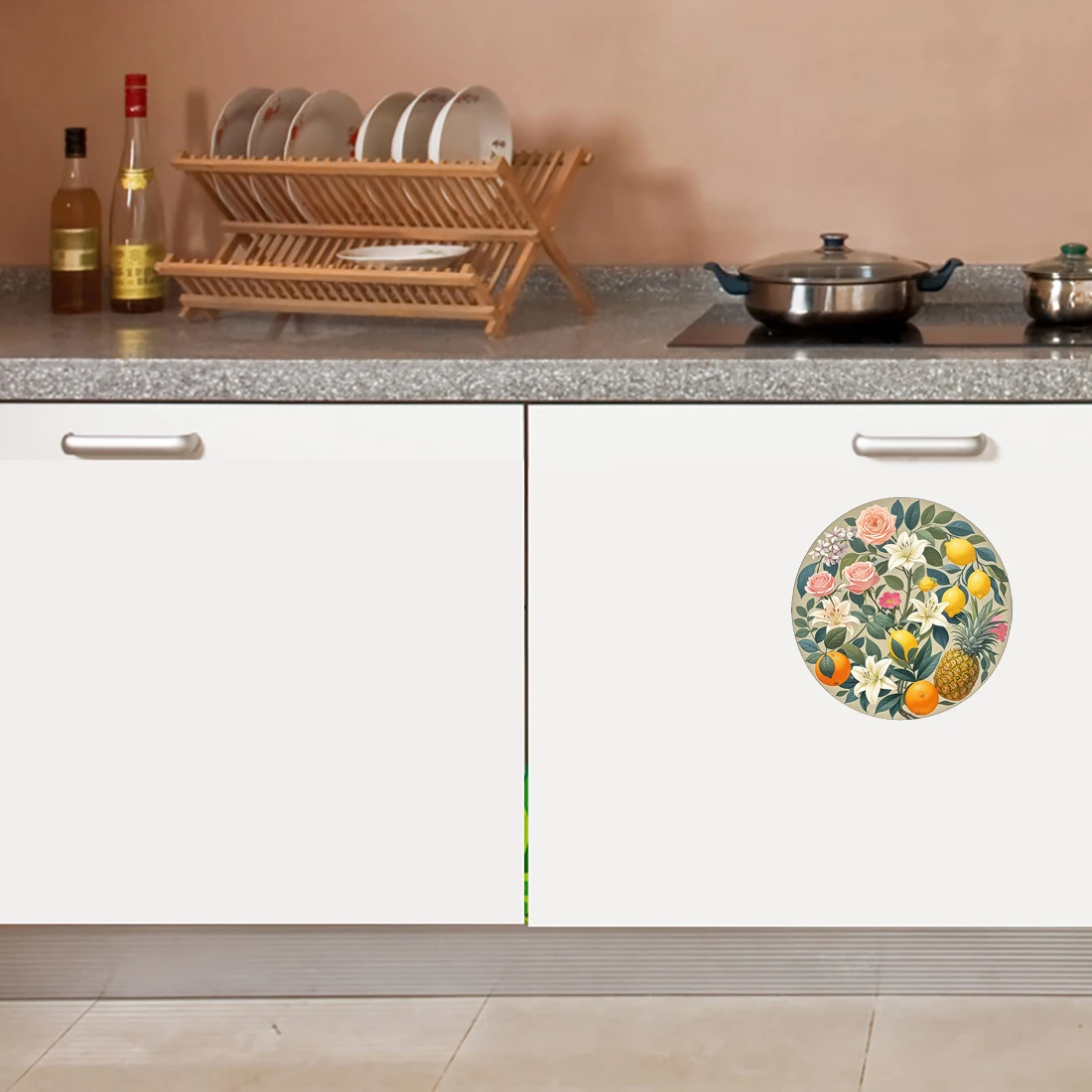 Three Ratels CD80 Nostalgic flower and fruit wall stickers for home decoration kitchen decals