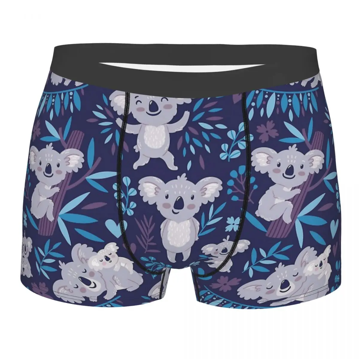 Cute Koala Bears And Floral Element Pattern Meme Underpants Breathbale Panties Men's Underwear Print Shorts Boxer Briefs