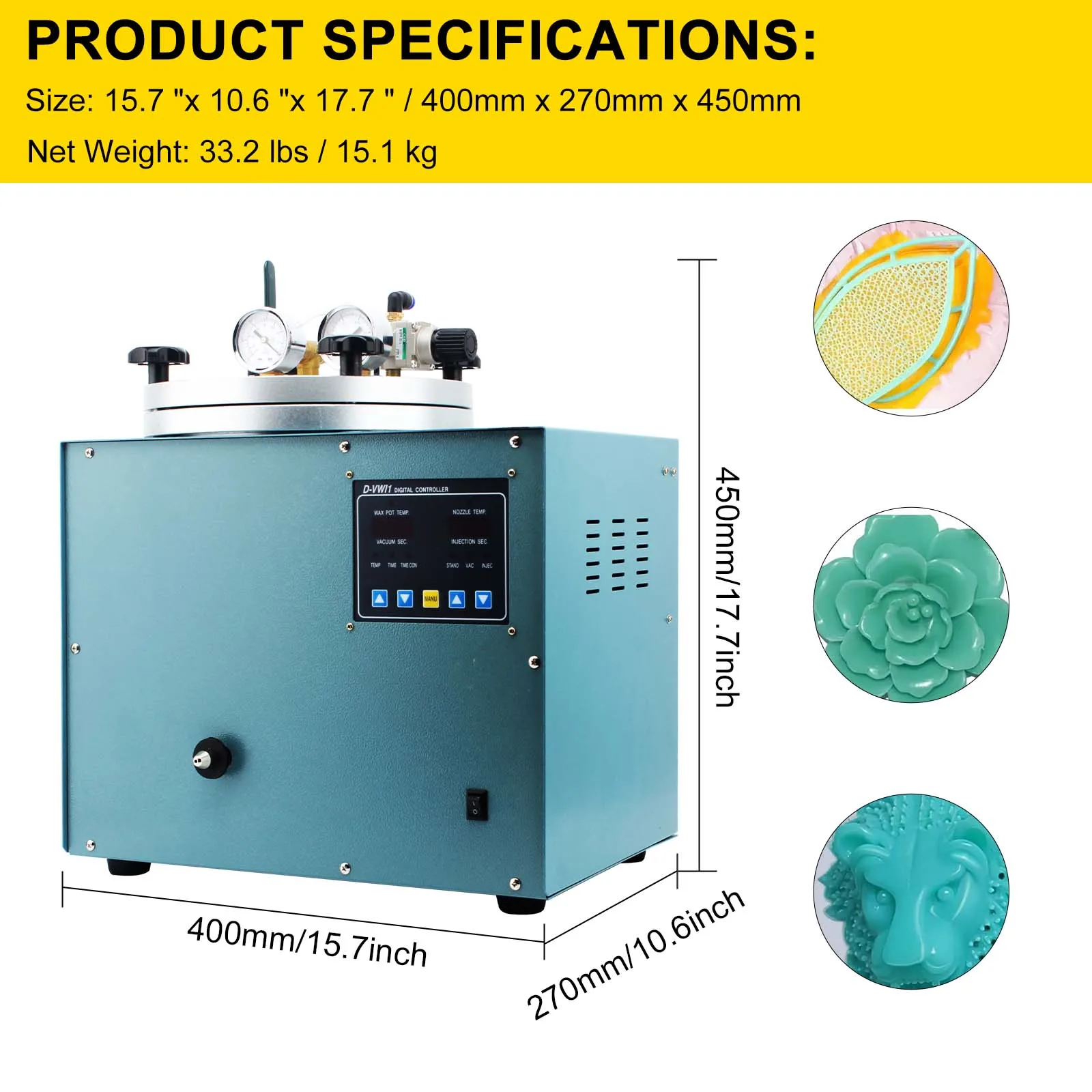 Digital Vacuum Casting Machine - 3Kg Capacity Wax Injector Jewelry Waxing Machine Full-Automatic Precision Wax Mold Invest Tool