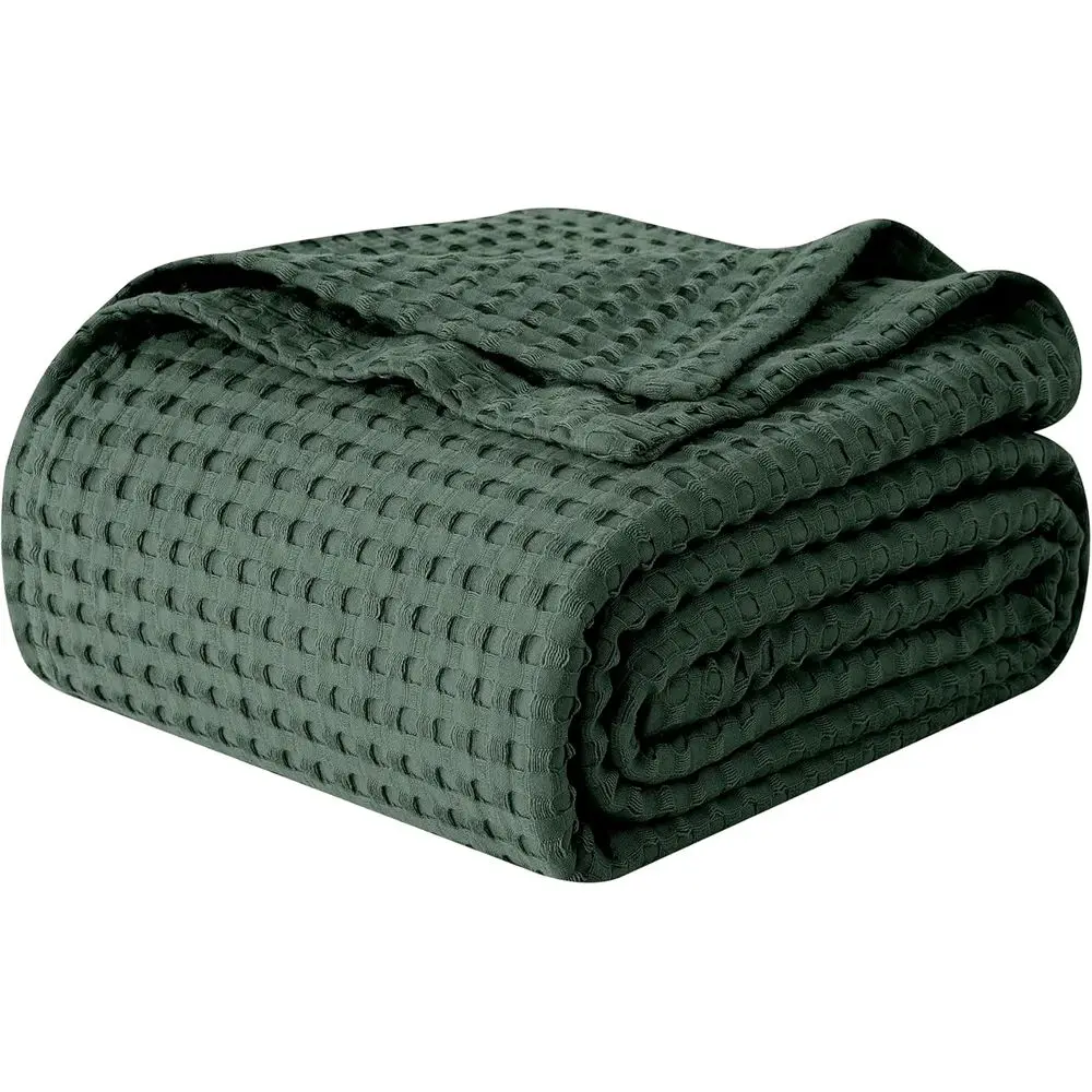 

Premium 100% Cotton Wale Blanket - Lightweight Breathable Wale Weave Bed Blanket - Sot and Warm All Season Blanket or Couch, Soa