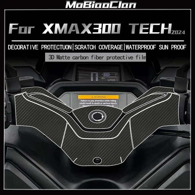 For YAMAHA XMAX300 TECH 2024 3D Carbon Fiber Body Film Fuel Tank Protection Sticker Decorative Waterproof Modification Parts