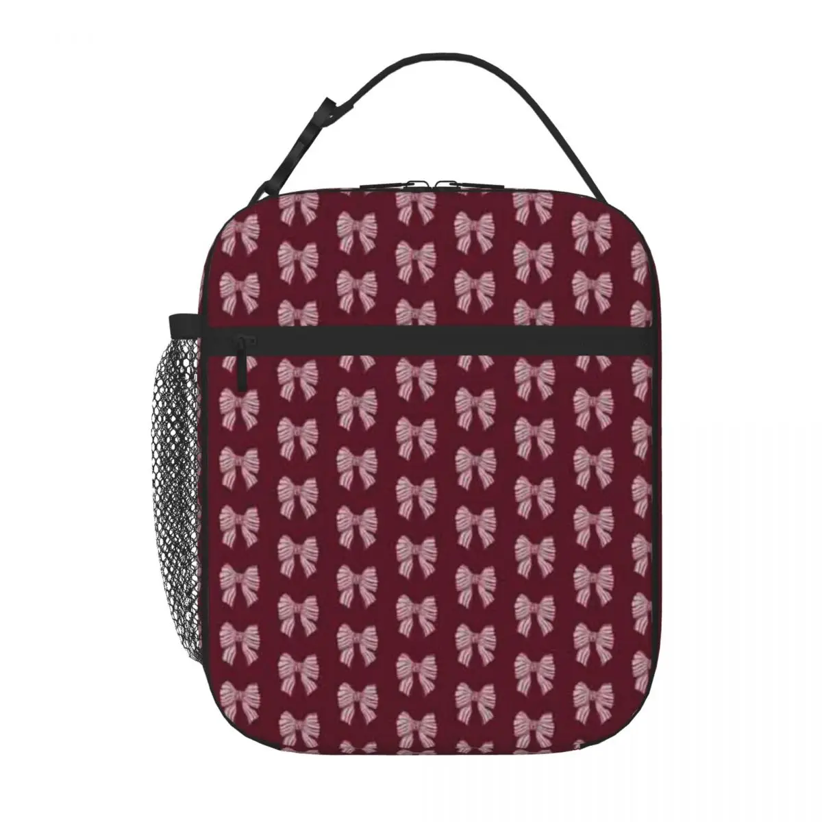 Bestselling Pink Hair Bow Picnic Style Canvas Lunch Bag School Field Trip Travel Lunch Bag
